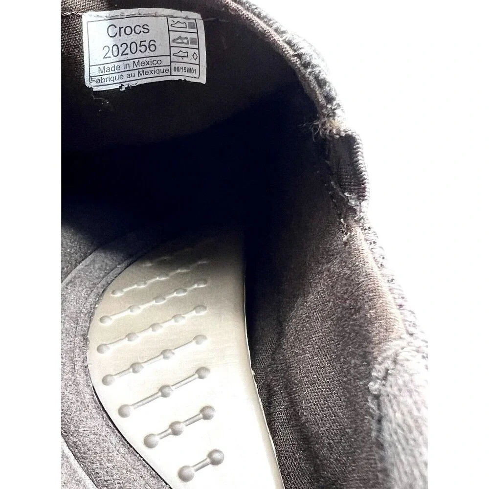Crocs Santa Cruz Mens 7M Espresso Brown Canvas Slip On‎ Loafers 202056